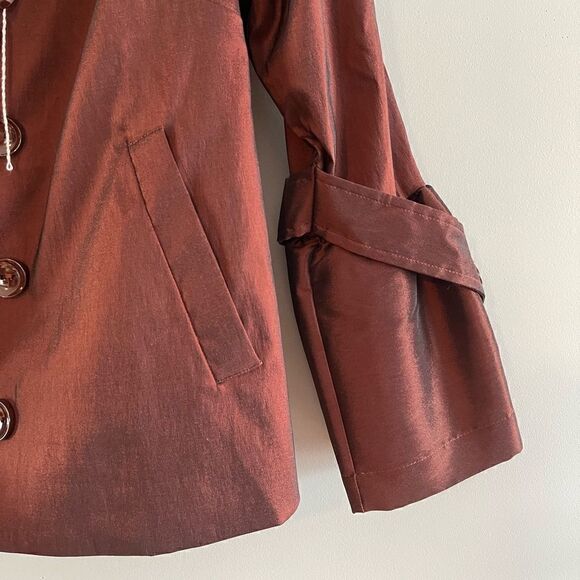 Samuel Dong Double Breasted Short Blazer || SZ M || Burgundy - Picture 8 of 14